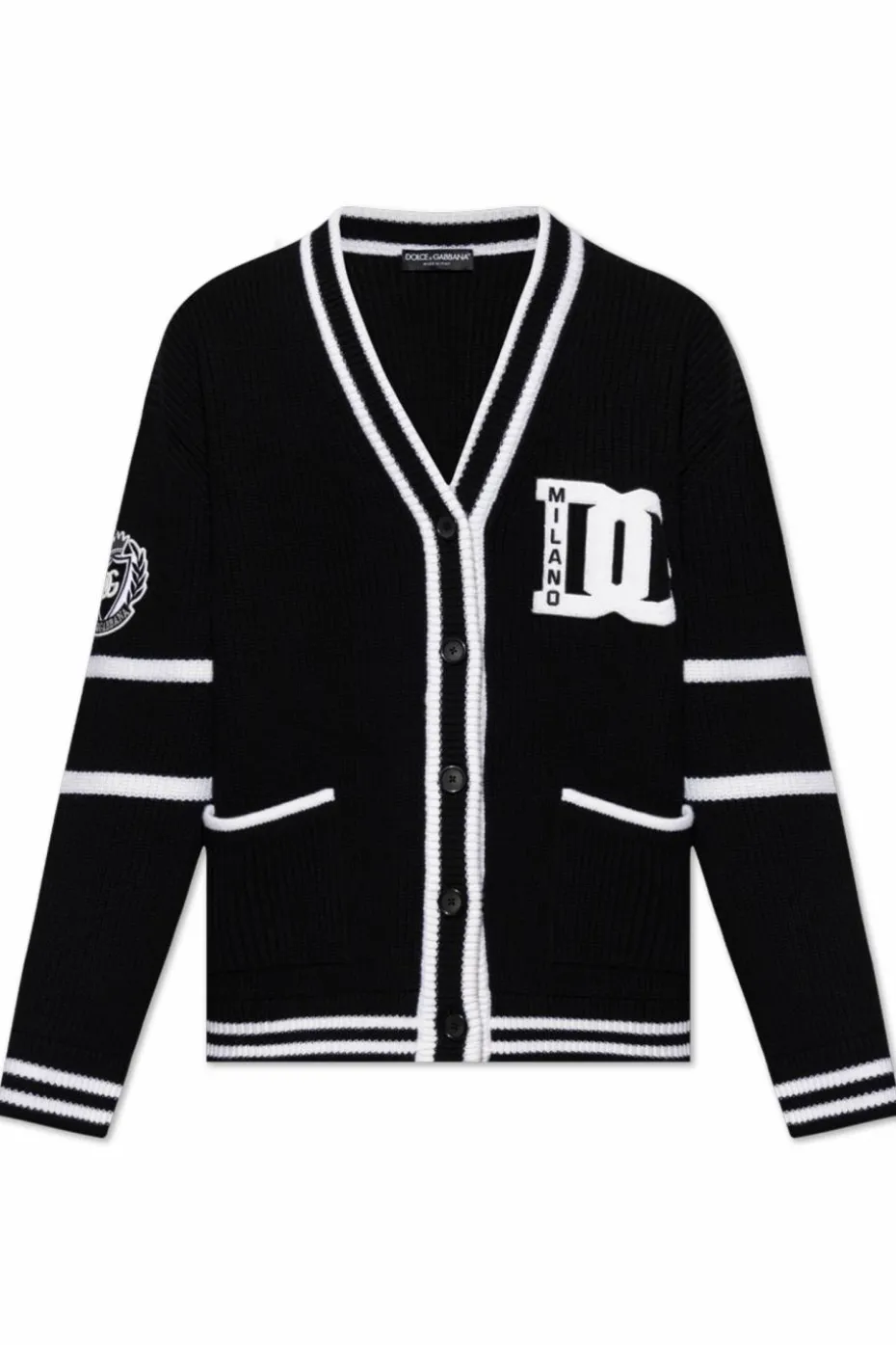Dolce & Gabbana CZARNY Wełniany kardigan z logo