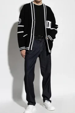 Dolce & Gabbana CZARNY Wełniany kardigan z logo