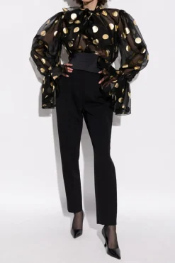 Dolce & Gabbana CZARNY Wełniane spodnie w kant