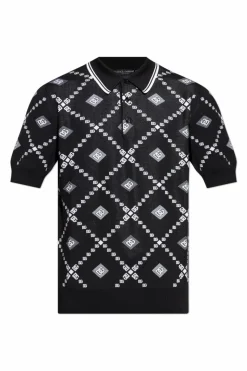 Dolce & Gabbana CZARNY Wełniane polo z logo