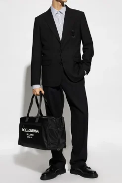 Dolce & Gabbana CZARNY Wełniane spodnie