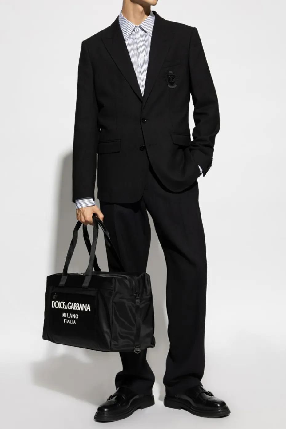 Dolce & Gabbana CZARNY Wełniane spodnie
