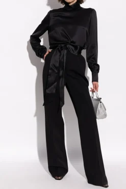 Dolce & Gabbana CZARNY Wełniane spodnie