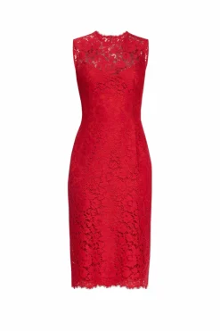 Dolce & Gabbana CZERWONY Ażurowa sukienka
