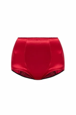 Dolce & Gabbana CZERWONY Jedwabne figi z wysokim stanem