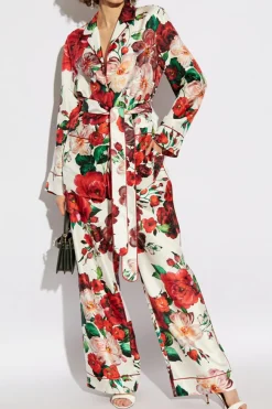 Dolce & Gabbana CZERWONY Jedwabna koszula