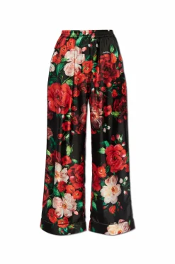 Dolce & Gabbana CZERWONY Jedwabne spodnie