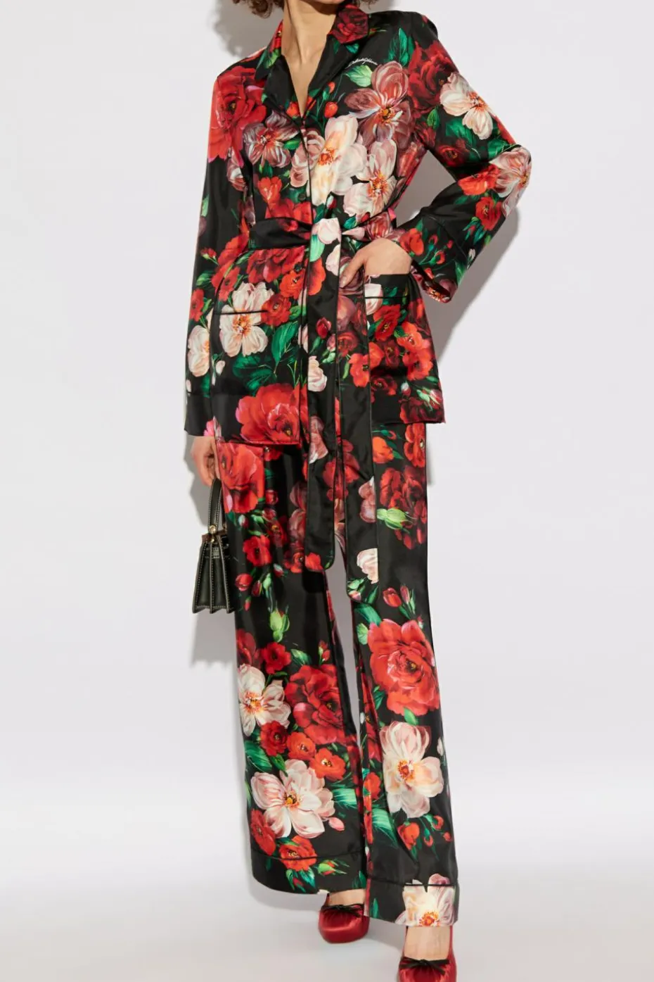 Dolce & Gabbana CZERWONY Jedwabne spodnie