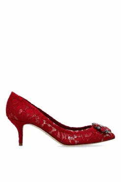 Dolce & Gabbana CZERWONY Koronkowe buty na obcasie