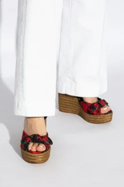 Dolce & Gabbana CZERWONY Sandały na koturnie