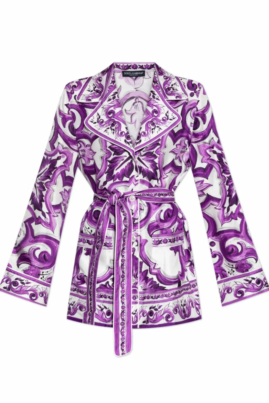 Dolce & Gabbana FIOLETOWY Jedwabna koszula