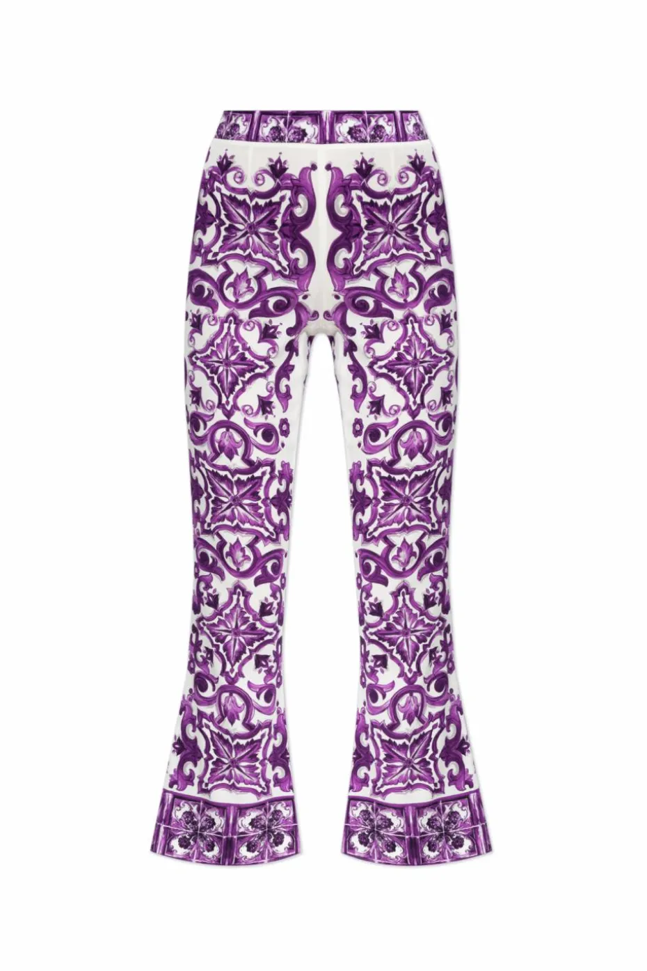 Dolce & Gabbana FIOLETOWY Jedwabne spodnie