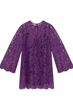 Dolce & Gabbana FIOLETOWY Koronkowa sukienka
