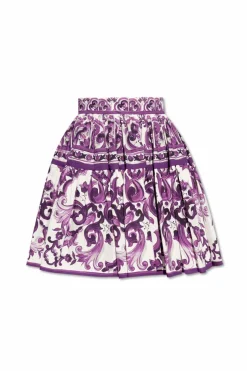 Dolce & Gabbana FIOLETOWY Spódnica z nadrukiem `Majolica`