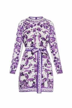Dolce & Gabbana FIOLETOWY Jedwabna sukienka