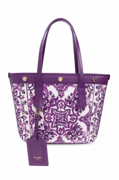 Dolce & Gabbana FIOLETOWY Torba typu `shopper` z nadrukiem `Majolica`