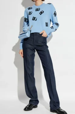 Dolce & Gabbana GRANATOWY Jeansy z logo