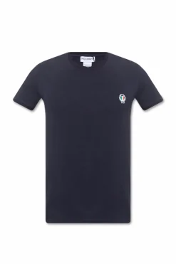 Dolce & Gabbana GRANATOWY T-shirt z naszywką
