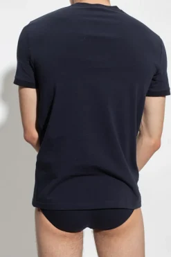 Dolce & Gabbana GRANATOWY T-shirt z naszywką