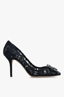 Dolce & Gabbana GRANATOWY Koronkowe buty na obcasie ‘Bellucci’