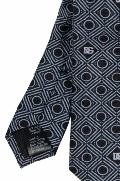 Dolce & Gabbana GRANATOWY Wzorzysty krawat