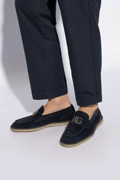 Dolce & Gabbana GRANATOWY Zamszowe buty ‘New Florio’ typu ‘loafers’