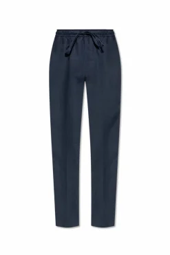Dolce & Gabbana GRANATOWY Lniane spodnie