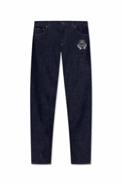 Dolce & Gabbana GRANATOWY Jeansy typu `skinny` z aplikacją