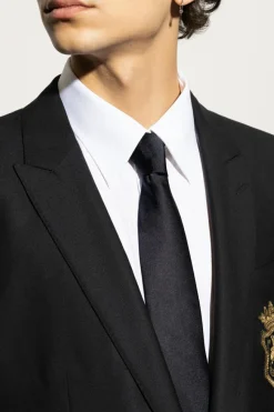 Dolce & Gabbana GRANATOWY Jedwabny krawat