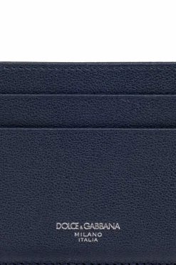 Dolce & Gabbana GRANATOWY Skórzane etui na karty