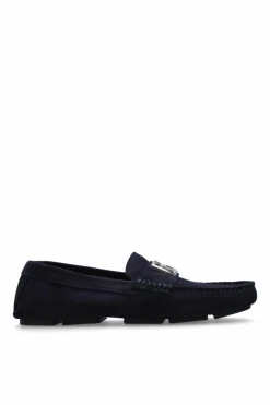 Dolce & Gabbana GRANATOWY Zamszowe mokasyny z logo