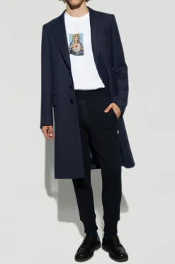 Dolce & Gabbana GRANATOWY Wełniane spodnie