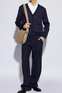 Dolce & Gabbana GRANATOWY Jedwabny kardigan