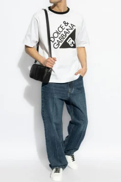 Dolce & Gabbana GRANATOWY Jeansy z nogawkami o prostym kroju