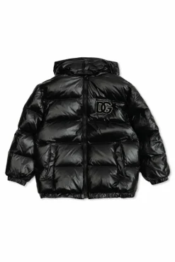 Dolce & Gabbana Kids CZARNY Kurtka puchowa z odpinanym kołnierzem