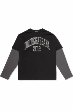 Dolce & Gabbana Kids CZARNY T-shirt z logo