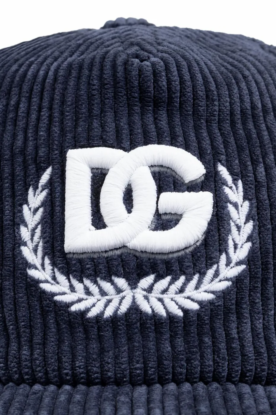 Dolce & Gabbana Kids GRANATOWY Sztruksowa czapka z daszkiem