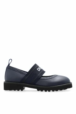 Dolce & Gabbana Kids GRANATOWY Skórzane baleriny z logo
