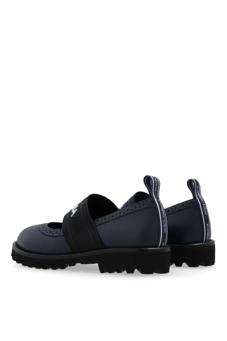 Dolce & Gabbana Kids GRANATOWY Skórzane baleriny z logo