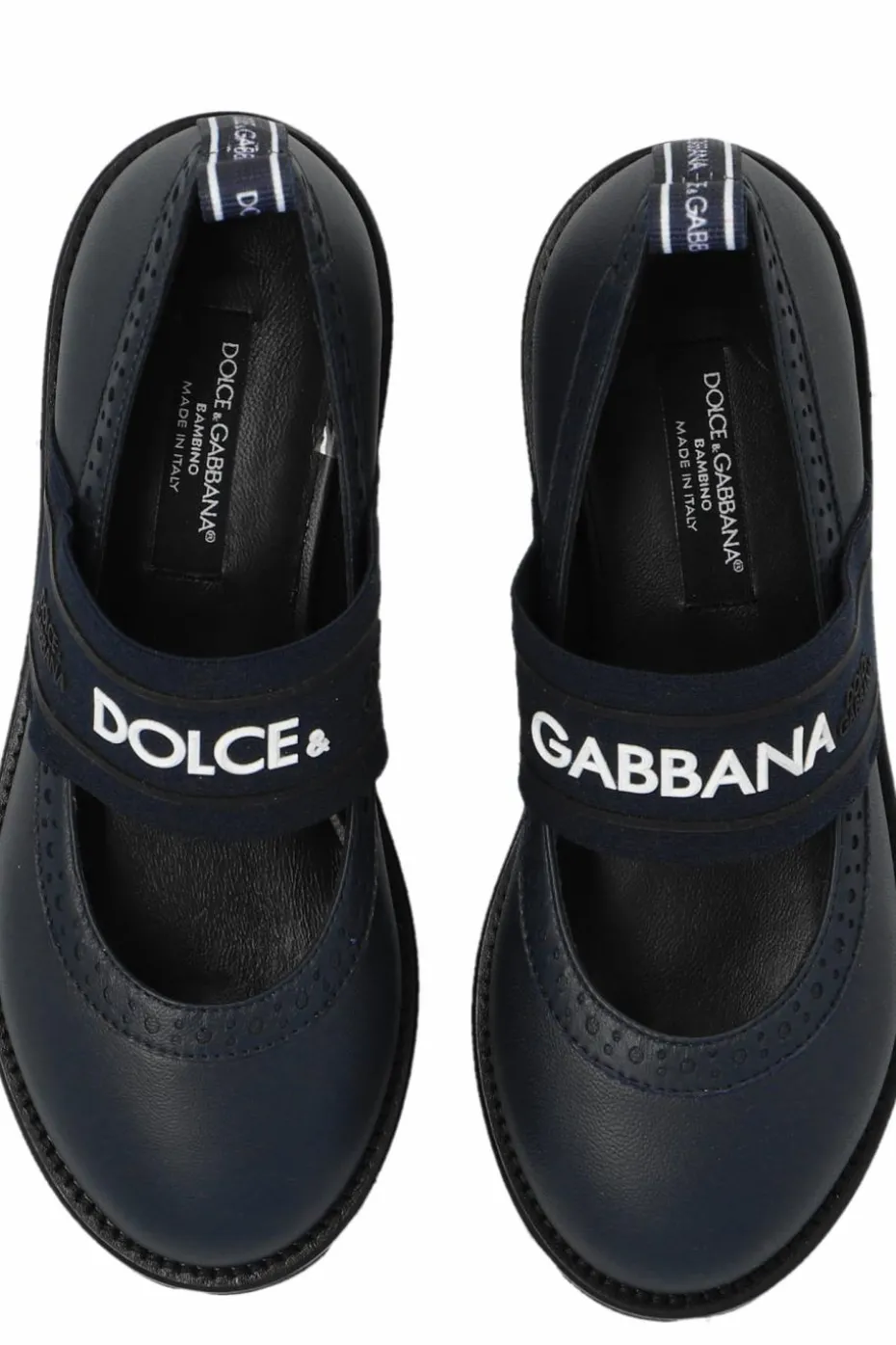 Dolce & Gabbana Kids GRANATOWY Skórzane baleriny z logo