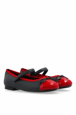 Dolce & Gabbana Kids GRANATOWY Skórzane baleriny z logo