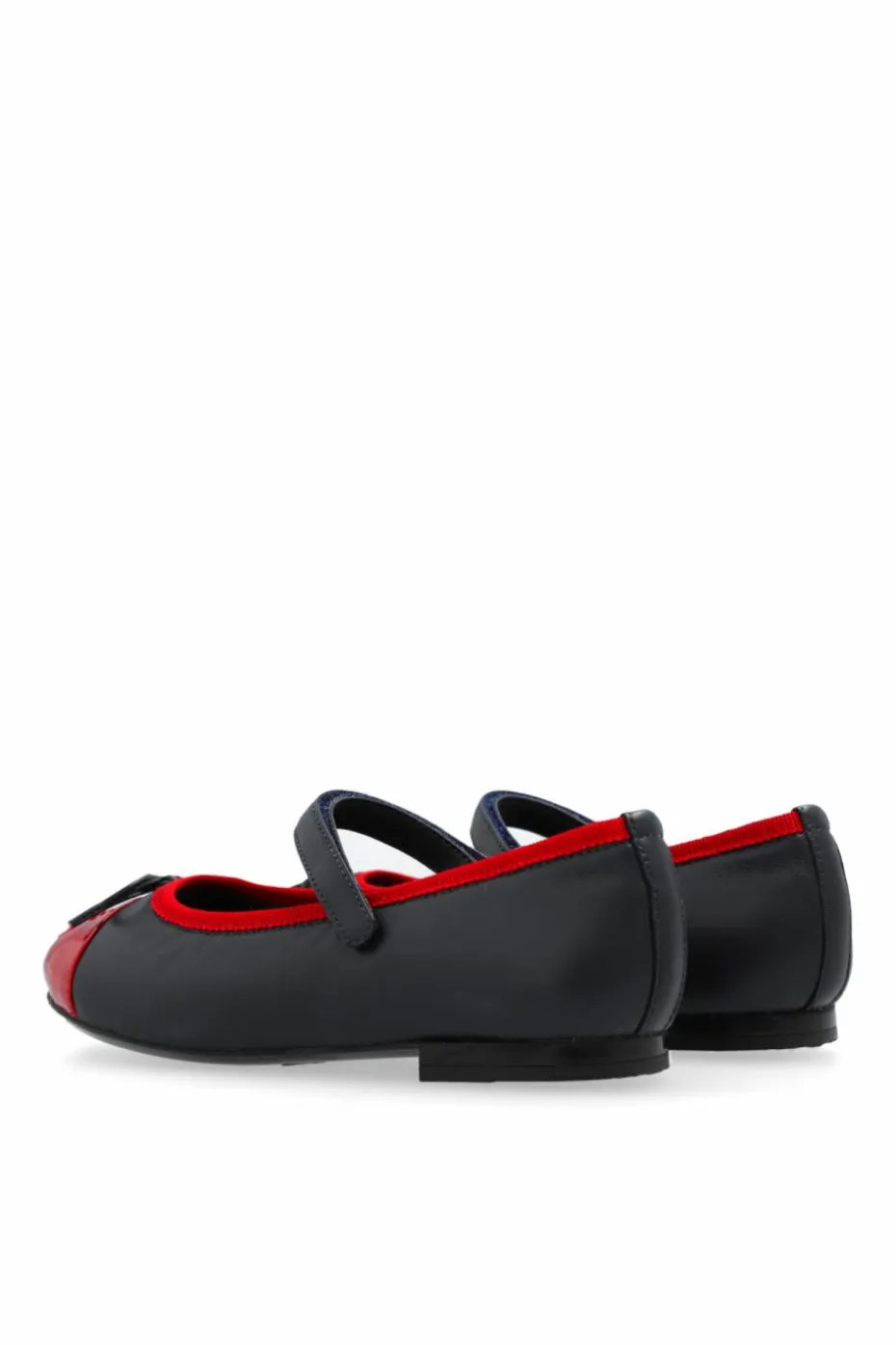 Dolce & Gabbana Kids GRANATOWY Skórzane baleriny z logo