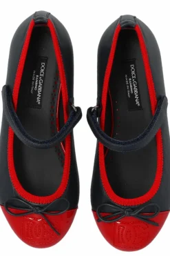 Dolce & Gabbana Kids GRANATOWY Skórzane baleriny z logo