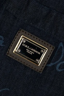 Dolce & Gabbana Kids GRANATOWY Jeansowe szorty z monogramem