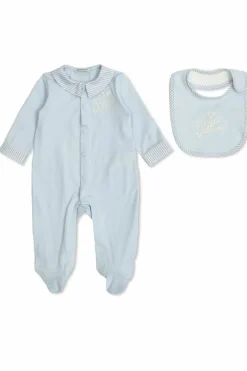 Dolce & Gabbana Kids jasnoniebieski Komplet: pajacyk niemowlęcy i śliniak