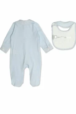 Dolce & Gabbana Kids jasnoniebieski Komplet: pajacyk niemowlęcy i śliniak