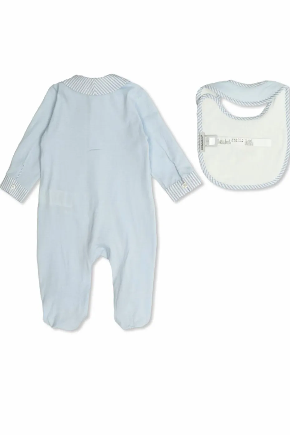 Dolce & Gabbana Kids jasnoniebieski Komplet: pajacyk niemowlęcy i śliniak
