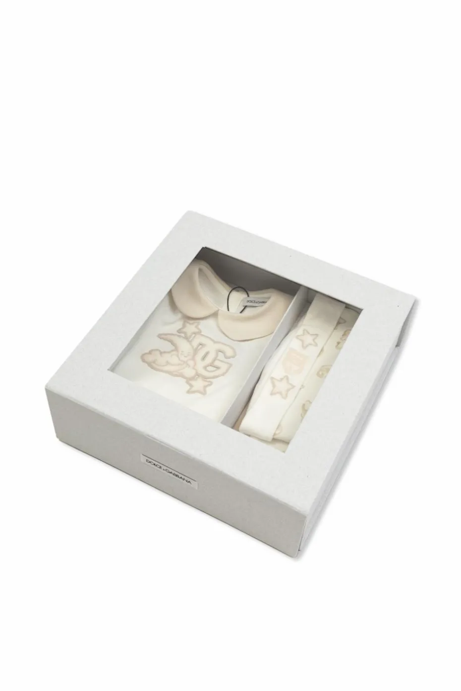 Dolce & Gabbana Kids kremowy Komplet: czapka, śliniak i body