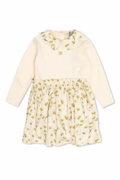 Dolce & Gabbana Kids kremowy Sukienka z motywem kwiatowym