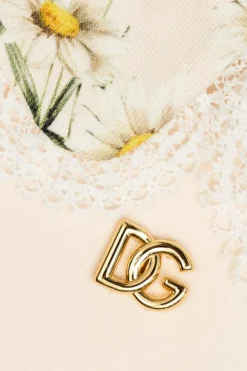 Dolce & Gabbana Kids kremowy Sukienka z motywem kwiatowym